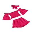 thumbnail image 3 of Hauts à Épaules Dénudées pour Filles Manches Évasées Shorts à Volants Bandeau Nœud Papillon, 3 of 6