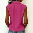 thumbnail image 4 of VBVC Women's Eyelet Embroidery Button Down Tank Top, Ladies' Peter Pan Collar Sleeveless Blouse, Casual Solid Color Summer Shirt For Women,Hot Pink,S-3XL, 4 of 7