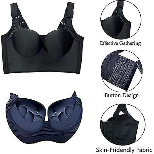 FOOT OF THE TREE Push Up Bra Hides Back Fat Wirefree Plus Size Brassiere  (Black, 34C) at  Women's Clothing store
