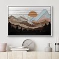 thumbnail image 2 of PixonSign Framed Canvas Print Wall Art Mountain Range Forest Sunrise Nature Wilderness Digital Art Wood Panel Landscape Farmhouse/Country Relax/Calm/Cozy Geometric Abstract - 24"x36" White, 2 of 5