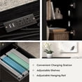 thumbnail image 5 of Joyyskill 59" Executive Desk with File Drawer, Farmhouse Computer Desk with Charging Station and Storage Cabinet Wood Home Office Desk for Writing Study, Black, 5 of 5