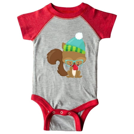 

Inktastic Hipster Squirrel Squirrel With Glasses Scarf Hat Gift Baby Boy or Baby Girl Bodysuit