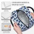 thumbnail image 3 of Salouo Blue Ink Flowers for Insulated Lunch Bag for Women/Men - Leakproof Cooler Tote Bag Organizer - Reusable Lunch Box for Office Picnic Hiking Beach-One Size, 3 of 6
