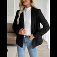 thumbnail image 4 of Blazer Informal para Mujer con Solapa y Botones, Larga, para Trabajo, Negocios, Moda, Chaquetas con Bolsillos. Negro XL, 4 of 10