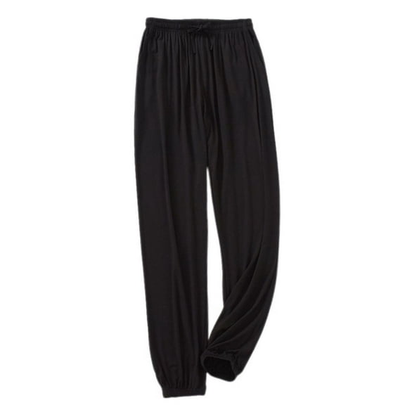 SWSMCLT Women's Summer Pajama Pants Stretch Sleeping Capris Cool Baggy Elastic Waist Nightwear Pockets Comfy Sleepwear Modal Black 8-10