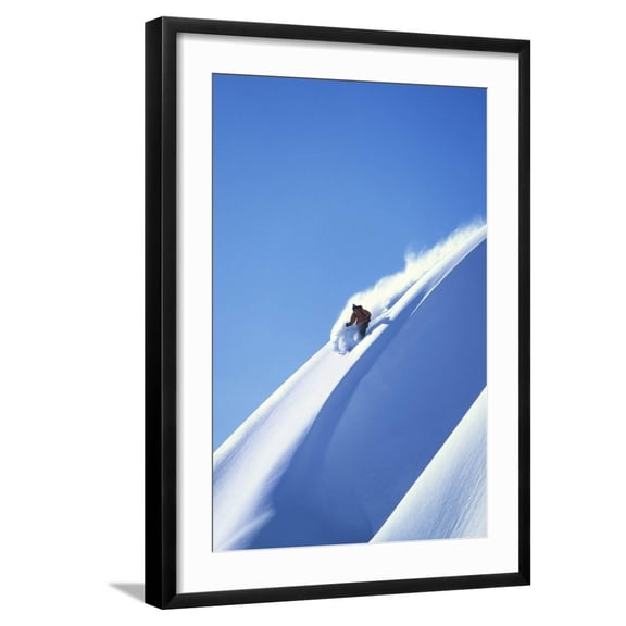 Art.com Skier Racing Down Mountain Slope Photo, Black Frame Wall Art, 21" x 29"
