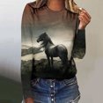 thumbnail image 1 of Nouveaux Hauts pour Femmes Printemps et Automne 2023 Grande Taille Aguichant Col Rond Manches Longues Boutons Hauts Blouse Imprimée Régulière Chemise Manches Longues pour Femmes, 1 of 5