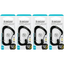 Nite Ize SlideLock Carabiner Stainless Steel - Key Holder Carabiner for Daily Use - Secure Keychain Organizer with Lock - Lockable Carabiner Fits Multiple Keys - Size 3, Black (4 Pack)