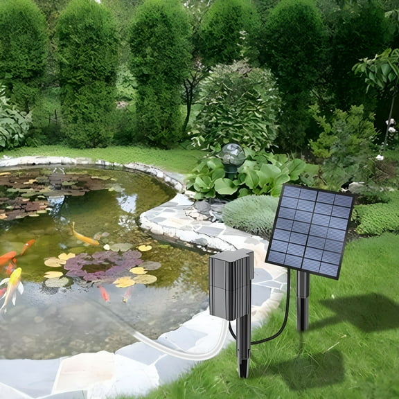 HIBIBUD Solar Oxygen Pump,Large Capacity Pond Aerator,360W Powerful Pump   10ft Tubing,Stainless Steel Housing,for Outdoor Fish Pond,Household Aquarium,Portable Design,Submersible Operation,Aquatic