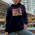 thumbnail image 2 of Mama, Mama, Mama & Leopard Print Lightning Art Merch Gift, Navy Blue Hooded Sweatshirt or Hoodie, Small, 2 of 5
