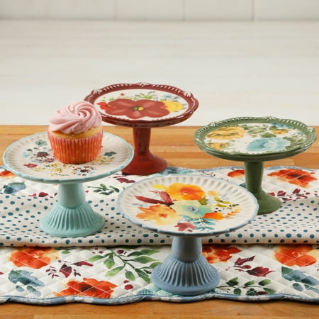 The Pioneer Woman Flea Market Floral 5.8-Inch Mini Cake Stands, Set of 4