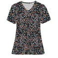 thumbnail image 1 of JUNWELL Blouses Médicales pour Femmes Professionnels Hauts Mignons Imprimés Chemises d'Infirmière Manches Courtes Col en V Tunique de Travail avec Poches, 1 of 3