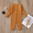 thumbnail image 6 of Nafuu Boys Romper Solid Color Crew Neck Long Sleeve Soft Knit Ribbed Outfit Comfortable Autumn Toddler Clothing Leisure Home Boy Jumpsuit,Brown,12-18 Months, 6 of 8