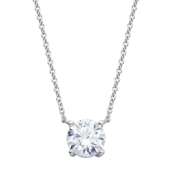 Forever Facets 1 CT TW Lab Grown Diamond Necklace in Platinum over Sterling Silver, Adult Female