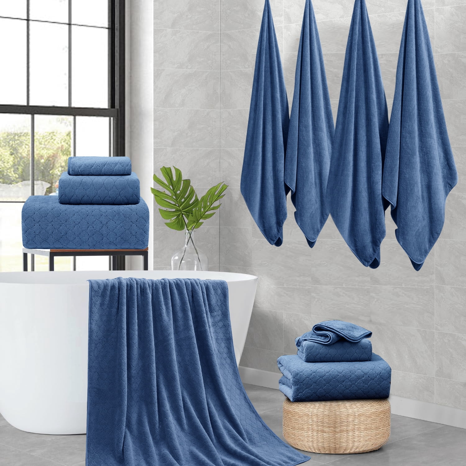 COVINA Home 4-Pack Bath Towel Set Microfiber Bathroom Towel Set Ultra Soft Plush Oversized Towels Adult Luxury Bath Sheet