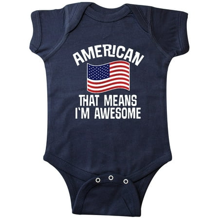 

Inktastic American Means Im Awesome USA Flag Gift Baby Boy or Baby Girl Bodysuit