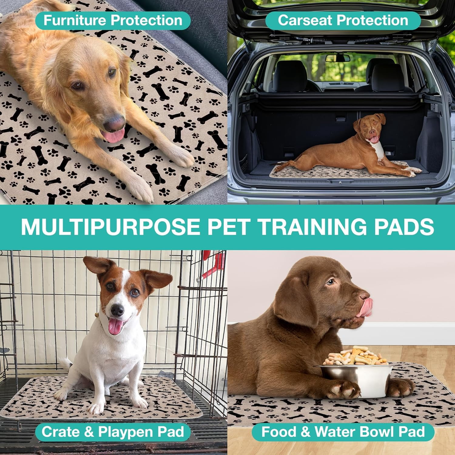 Washable Pee Pads for Dogs with Pheromone Attraction, Reusable Puppy Pads, Waterproof Non-Slip Training Pad, 31.25 × 27.25 in, Pet-Friendly for Crates, Apartments, Puppy Supplies (One Unit)