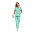 thumbnail image 3 of LYMAYTER Solid Color Medical Uniform for Women V-Neck Multiple Colors Nurse Uniform Comfort Ventilate Outfit for S-2XL, 3 of 7