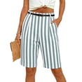thumbnail image 5 of YanHoo Bermuda Shorts for Women High Waisted Knee Length Striped Shorts Casual Outdoor Short Pants with Pockets, 5 of 8