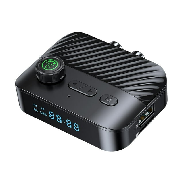 Adaptador de Receptor de Transmisor de audio Hugo Soporte de manos libres Tarjeta TF Plug and Play AUX 3,5 mm Transmisor Receptor