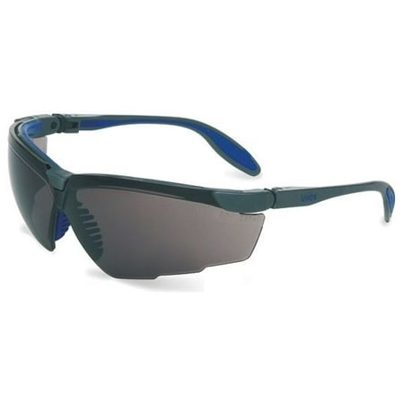 Uvex Genesis X2 Safety Glasses with Silver/Navy Frame and Dark Gray XTR Anti-Fog