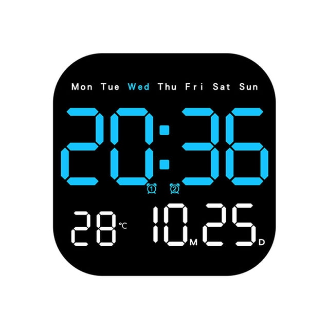 fastboy Wall Clock Remote Control Temperature Date LED Digital Unique Style Electronic Table Clock Led Clock Blue