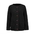 thumbnail image 2 of UTTOASFAY Women Casual Plus Size Plush Sweater Pockets Outerwear Buttons Cardigan Coat Black 18(XXXXXL), 2 of 9