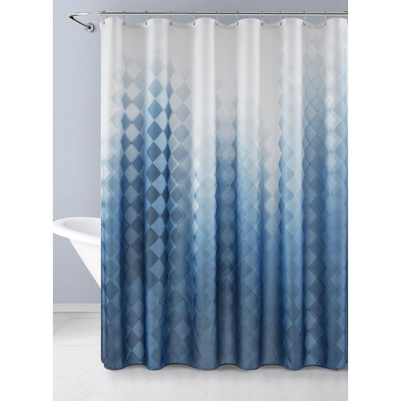 Ombre Stripe Shower Curtain, Modern Simple Shower Curtains with Waterproof & Washable, Decorative Shower Curtain for Bathroom (72x72 inch, Lake Blue)