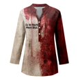 thumbnail image 3 of MHFRRA Camiseta de Halloween para Mujer, Blusa de Cuello En V con Estampado de Manchas de Sangre, Top Informal para Primavera, Verano y Otoño Rosa, 3 of 4