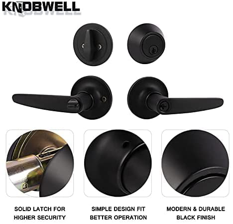 Details about   KNOBWELL 3 Pack Entry Door Levers with Double Keyed Deadbolt Exterior Door Lo... 