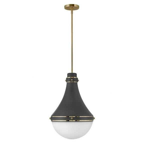 1 Light Medium Pendant in Traditional-Transitional Style 14.25 inches Wide By 21.25 inches High-Dark Matte Grey Finish Bailey Street Home