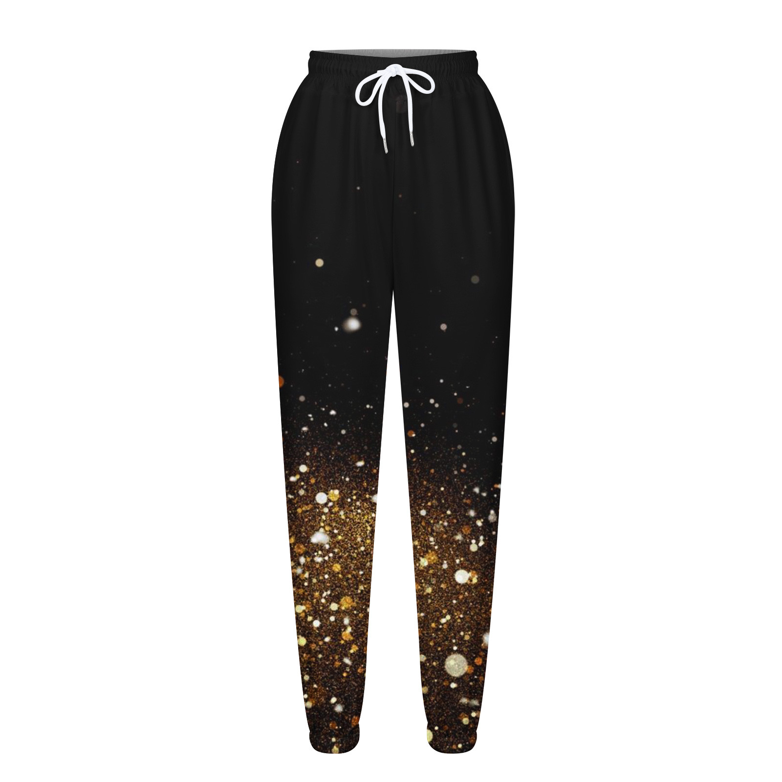 XFLWAM Women Pocket Trouser Sweatpants Printed Comfy High Waisted Workout  Athletic Casual Joggers Womens Casual Cargo Pants Gold-Black XL 