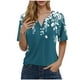 thumbnail image 1 of Blusas de Manga Corta para las Mujeres Impresas Cuello Redondo Casual Top, Blusa de Algodón de Imitación para el Hogar Y Diario, 1 of 5