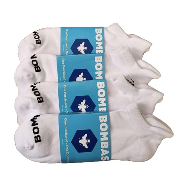 Medias BOMBAS Tobilleras Blancas para Mujer Talle Mediano Pack de 4