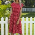 thumbnail image 5 of JINMGG Dresses under $10.00 Women Fashion Dot Print Short Sleeve V-Neck Casual Sundress Dress Wine XL, 5 of 8