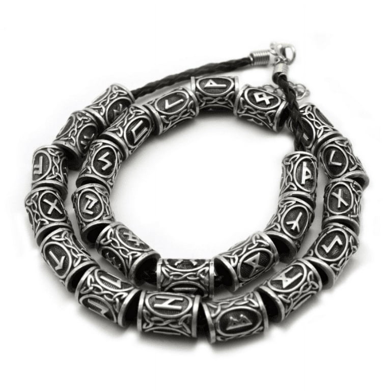 Large Silver Viking Beard Beads Norse/scandinavian/norway/design/raven  Skull/bead/jewelry/hair/braid/dreadlock/pendant/sterling Silver 