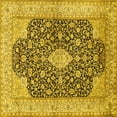 thumbnail image 1 of Ahgly Company Machine Washable Indoor Square Medallion Yellow Traditional Area Rugs, 6' Square, 1 of 4