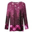 thumbnail image 6 of yoeyez Christmas Shirts for Women Plus Size Xmas Tree Graphic Tunic Tee Long Sleeve Round Neck Tops Loose Fit Christmas Holiday Party Blouse, 6 of 6