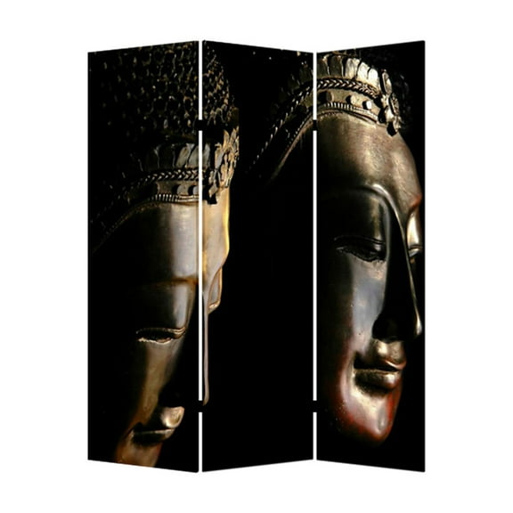 Contemporary Lightweight 3 Panel Buddha Screen Room Divider With Two Different Finishes