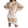 thumbnail image 1 of xiaxaixu Robe Chandail pour Femmes, Manches Longues Col Rond Jupe Tricotée Mi-Longue, 1 of 7