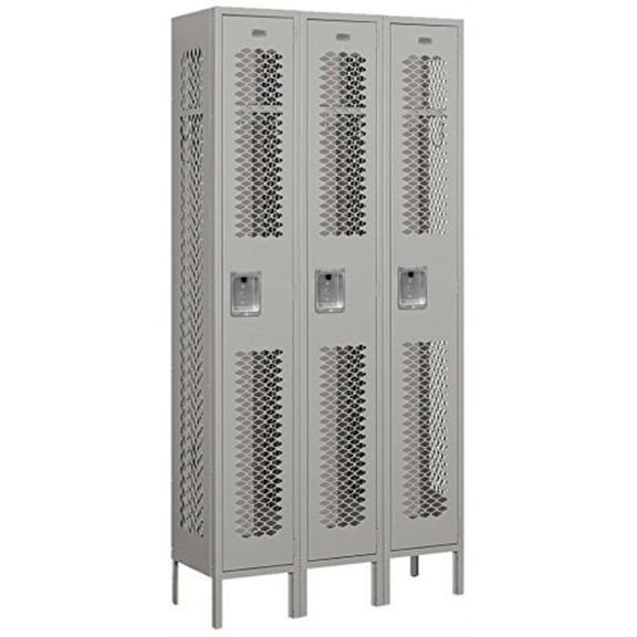 Salsbury Industries 71362GY-U 36 inch W x 78 inch H x 12 inch D Vented Metal Locker-Single Tier-3 Wide-Gray-Unassembled