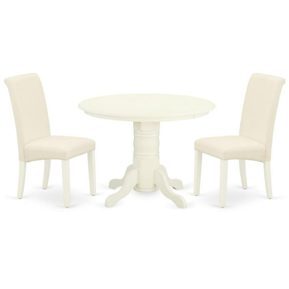 East West Furniture Shelton 3-piece Wood Dining Set in Linen White/Cream