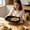 Black-BK, variant on Divided Plate, 5-Color Compartment Plastic Meal Tray, Lightweight Portable Serving Platter, for Students School Canteen Home Daily Meals and Light Snack Serving