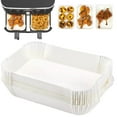 thumbnail image 2 of Lieonvis 100pcs Air Fryer Paper Non-stick Square Parchment Paper Heat-resistant Roasting Pad Oil-proof and Water-proof Baking Liner Compatible with Ninja Dual Air Fryer, 2 of 10