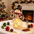 thumbnail image 4 of Light Up Snowman Figurine Christmas Tabletop Decor, Warm LED Glow, Carved Snowflake Design, Resin Winter Snowman Statue for Mantel Shelf Indoor Holiday Decoration & Christmas Gift, 4 of 5