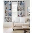 thumbnail image 2 of Blue Oceans Beach Blackout Curtains for Bedroom Living Room Darkening Curtains 96 Inches Long Nautical Coastal Starfish Seashell Window Curtain 2 Panels Set Window Treatment Grommet Drapes 52"x96", 2 of 9