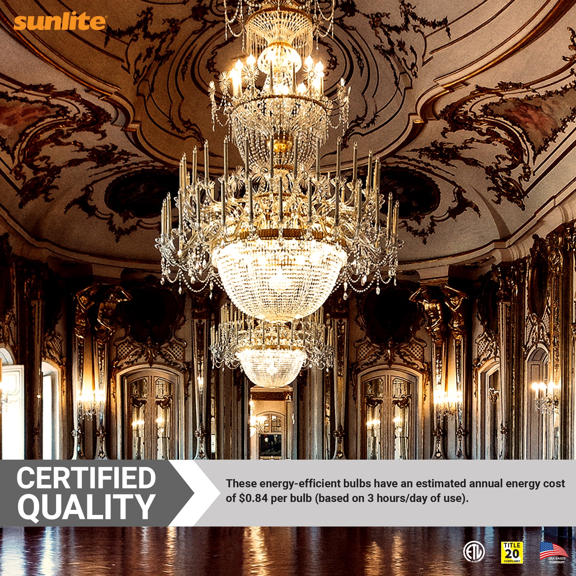 Sunlite LED CA12 Clear Chandelier Light Bulb, 7 Watts (60W Equivalent), 500 Lumens, Dimmable, Medium E26 Base, Title-20 Compliant, 90 CRI, ETL Listed, 2700K Soft White, 6 Pack
