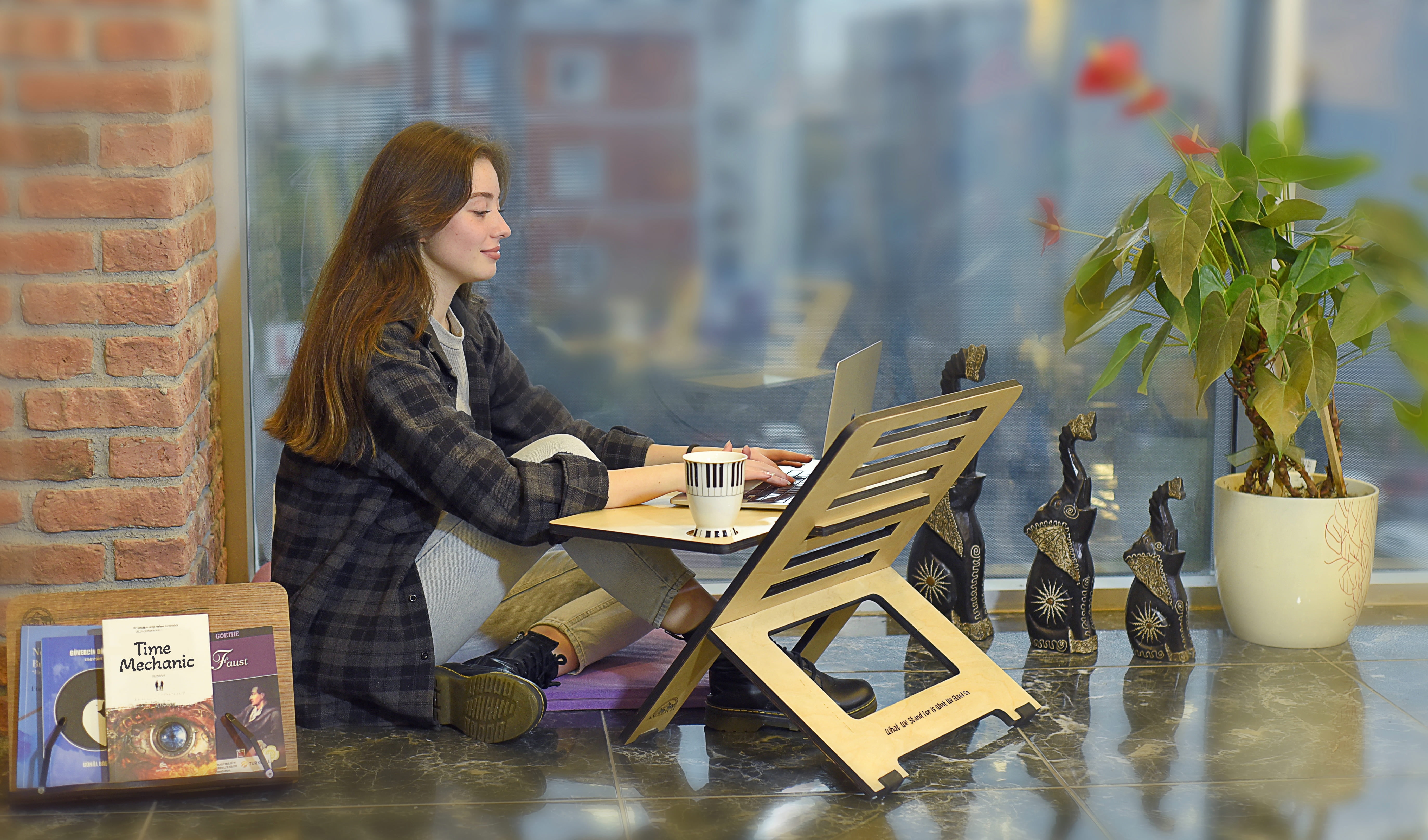 Angelycia Standing Desk with 1 Shelf Adjustable Height, Practical as Office Desk, Home Office Desks, Convenient as Computer Table, Laptop Riser, Monitor Stand for Desk, Flexispot Stand Up Desk - 1