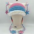 thumbnail image 5 of Grunge Emo Clothes Accessories Cute Cat Ear Hat Striped Crochet Y2k Beanie,One Size, 5 of 5