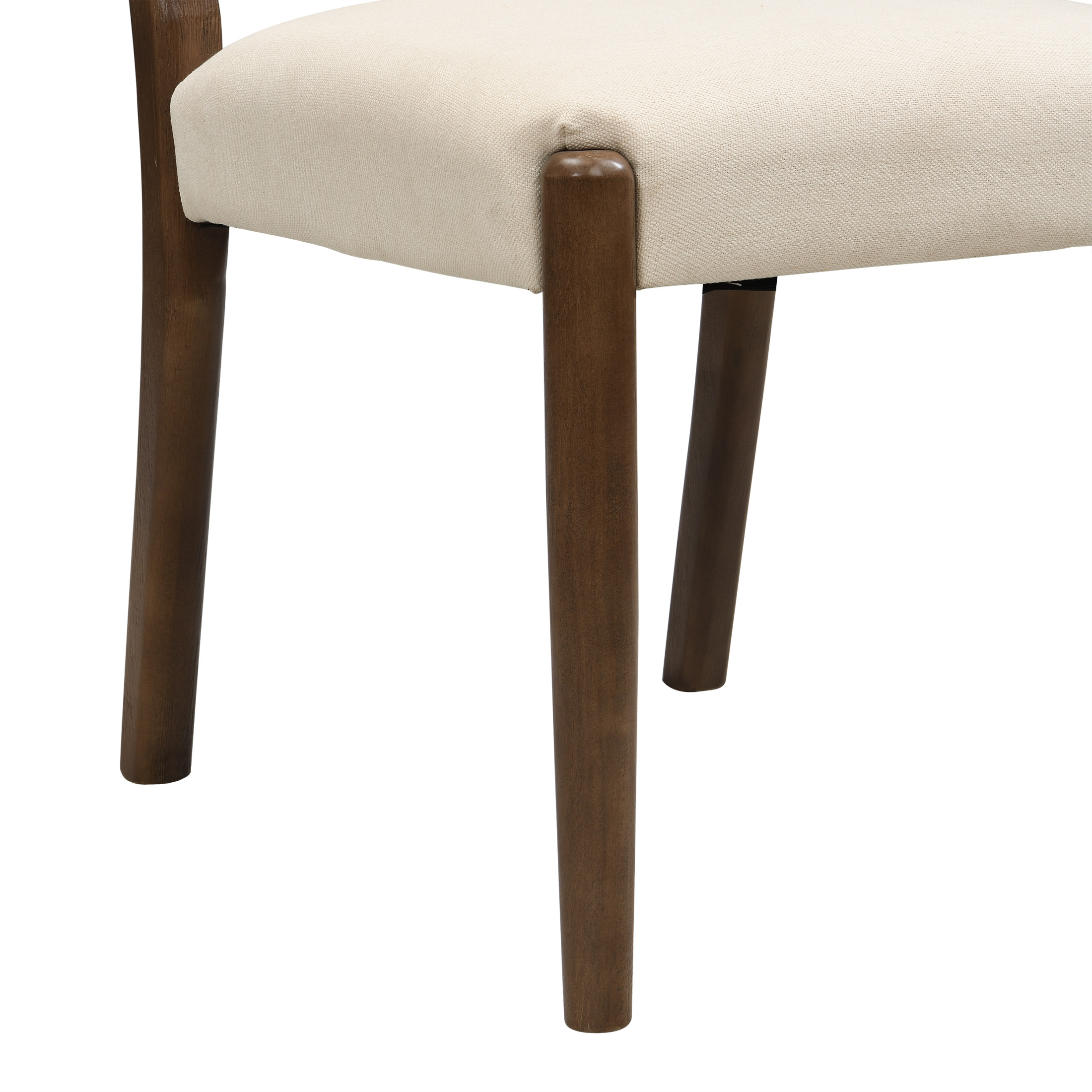Christopher Knight Home Set of 2 Modern Upholstered Dining Chairs with Woven Rope Backrest, Walnut+Beige